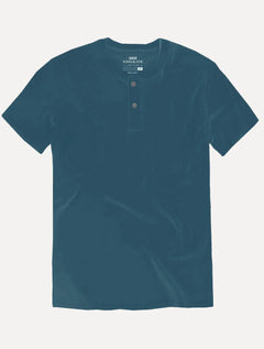 Camiseta King & Joe Masculina Botão Pima Touch Henley Azul Marinho
