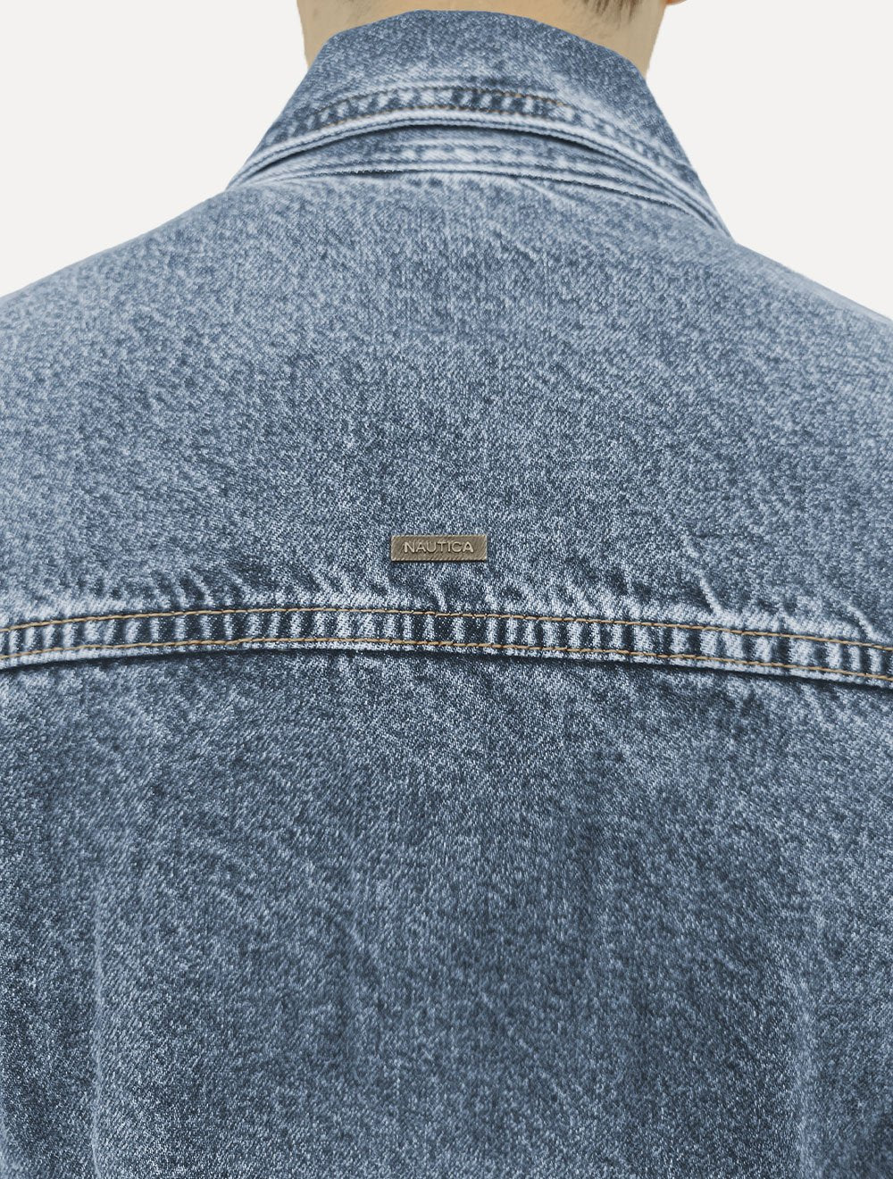 Jaqueta Nautica Masculina Jeans Destroyed Azul Médio