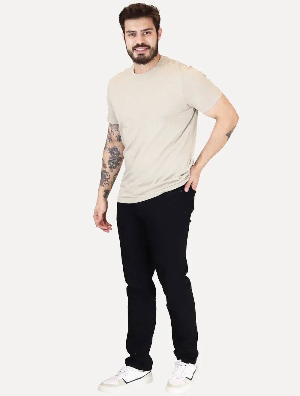 Camiseta Calvin Klein Jeans Masculina Crewneck Essentials Cáqui Claro