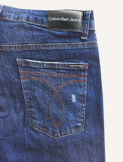 Calça Calvin Klein Jeans Masculina Stretch Destroyed Black Tag Azul Marinho.