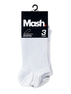 Meia Mash Esportiva Invisível Branca Kit 3 Pares
