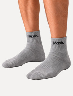 Meia Mash Esportiva Cano Curto Preta / Mescla / Preta Kit 3 Pares