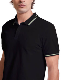 Polo Forum Masculina Piquet Muscle Tipped Relief Preta