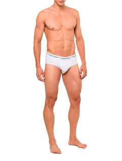 Cueca Calvin Klein Brief Cotton Stretch Classic Preta/ Branca/ Mescla Pack 3UN