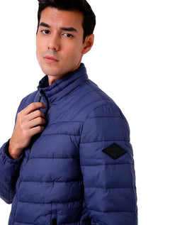 Jaqueta Replay Masculina Nylon Matelassê Azul Escuro