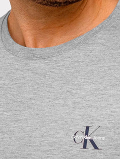 Camiseta Calvin Klein Jeans Masculina New Logo Re Issue Cinza Mescla