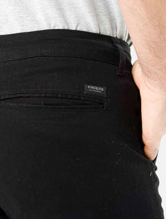 Calça King & Joe Sarja Masculina Slim Plaid Preta