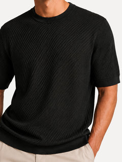 Camiseta Dixen Masculina Tricot Manga Curta Diagonal Braids Preta
