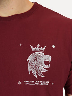 Camiseta Von der Volke Masculina Origineel Colective Art Lion Marsala