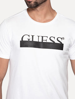 Camiseta Guess Masculina Rubber Logo Sash Branca
