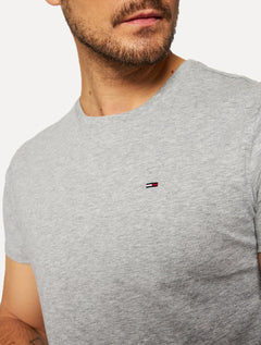 Camiseta Tommy Jeans Masculina Slim C-Neck Flag Cinza Mescla