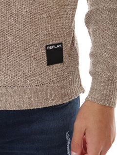 Blusa Replay Masculina Tricot Retiline Cáqui