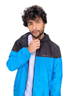 Jaqueta Aeropostale Masculina Corta-Vento Lettering Duo Azul Claro/Preto