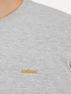 Camiseta Colcci Masculina Slim Back To Basics Orange Logo Cinza Mescla