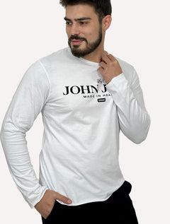 Blusa John John Masculina Regular Manga Longa JJ Flat White Branca