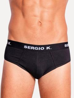 Cueca Sergio K Slip Preta Pack 2UN