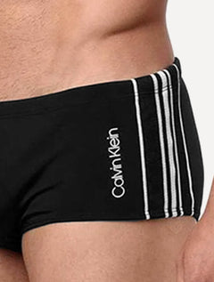 Sunga Calvin Klein Swimwear Gorgurão Stripes Logo Preta