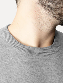 Suéter Dixen Masculino Tricot Crewneck Liso Cinza Escuro Mescla