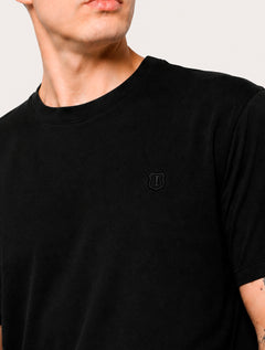 Camiseta Individual Masculina Slim Gola Fina Preta