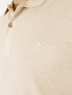 Polo Dudalina Masculina Malha Favo Linho Cáqui Claro