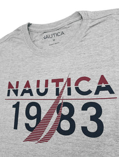 Camiseta Nautica Masculina Duo Color 1983 Logo Cinza Mescla