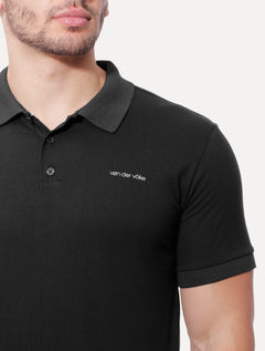 Polo Von der Volke Masculina Malha Origineel Label Preta