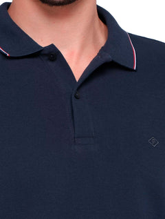 Polo Forum Masculina Muscle Piquet Tipped Collar Azul Marinho