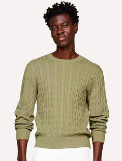 Suéter Tommy Hilfiger Masculino C-Neck Classic Cable Verde Claro