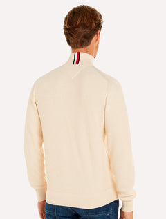 Blusa Tommy Hilfiger Masculina Oval Structure Zip Mock Areia