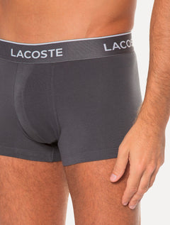 Cueca Lacoste Trunk Boxer Lettered Waist Cinza Pack 3UN