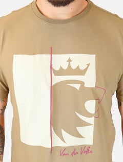 Camiseta Von der Volke Masculina Origineel Bloc Lion Cáqui