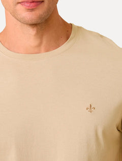 Camiseta Dudalina Masculina Essentials Modal Logo Cáqui Médio
