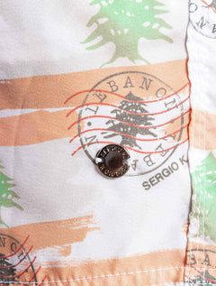 Short Sergio K Masculino D'Água Lebanon Flag Branco