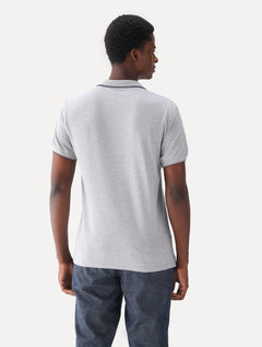 Polo Dudalina Piquet Gola Frisos Degrade Cinza Mescla