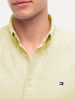 Camisa Tommy Hilfiger Masculina Regular Oxford Stripe Heritage Amarelo Claro