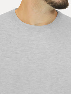 Suéter Dixen Masculino Tricot Crewneck Liso Cinza Mescla Claro