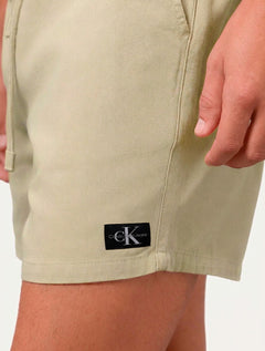 Short Calvin Klein Jeans Masculino Color Cós Elástico Black Logo Cáqui Claro