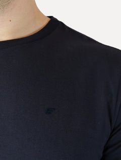 Camiseta Ellus Masculina Manga Longa Cotton Fine Classic Logo Azul Marinho