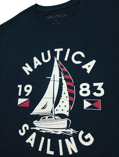 Camiseta Nautica Masculina 1983 Sailboat Sailing Azul Marinho