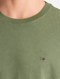 Camiseta Tommy Jeans Masculina Regular Jersey C-Neck Flag Verde Oliva