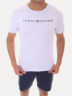 Pijama Tommy Hilfiger Masculino Manga Curta Short Essentials Set Branco/Marinho