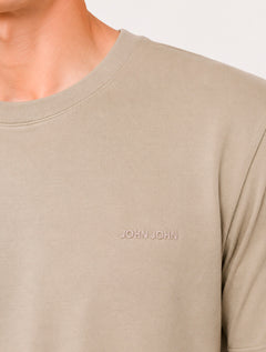 Camiseta John John Masculina Slim Fit Silk Rubber Logo Cáqui