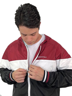 Jaqueta Aeropostale Masculina Corta-Vento Lettering Colors Vermelho/ Preto