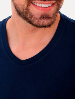 Camiseta Replay Masculina R Basic V-Neck Azul Noturno
