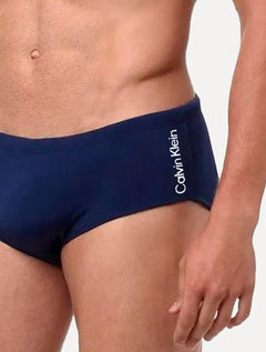 Sunga Calvin Klein Swimwear Vertical Light Logo Grande Azul Marinho