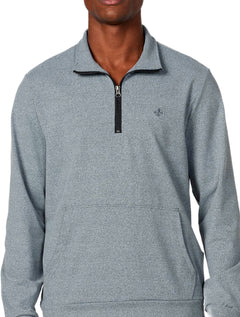 Blusa Dudalina Masculina Malha Flex Meio Ziper Cinza Mescla