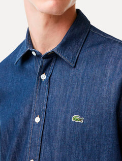 Camisa Lacoste Masculina Jeans Regular Fit Logo Escura