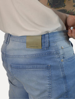 Calça Dudalina Jeans Masculina Slim Classica Five Pockets Azul Claro