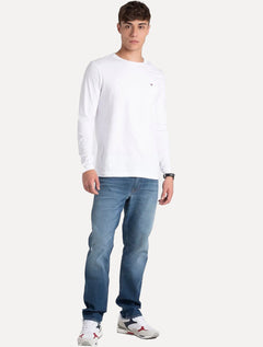 Camiseta Tommy Hilfiger Masculina Manga Longa Essential Cotton Branca
