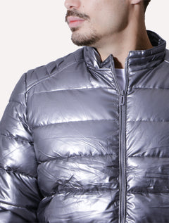 Jaqueta Victory Eagle Masculina Metalizada Puffer Cinza
